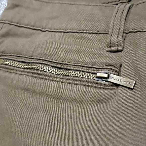 Michael Kors Olive Green Gold Zipper Cuff Pants Size 6 - Picture 5 of 16